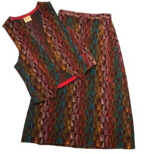 Vintage Custom Tailored One-of-a-kind 2 Pc. Tapestry Skirt & Vest See Meas.
